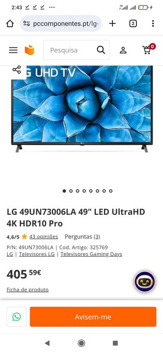 TV LG Ultra HD 49" LED 4K HDR10 PRO