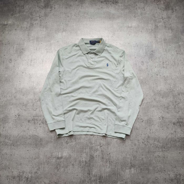 MĘSKA Koszulka PREMIUM Długi Rękaw Elegancka Mięta Polo Ralph Lauren