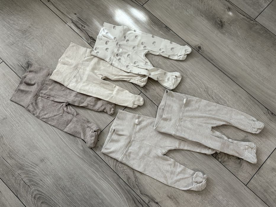 Półśpiochy niemowlęce 5-pak bawełniane leginsy ze stópkami H&M 56