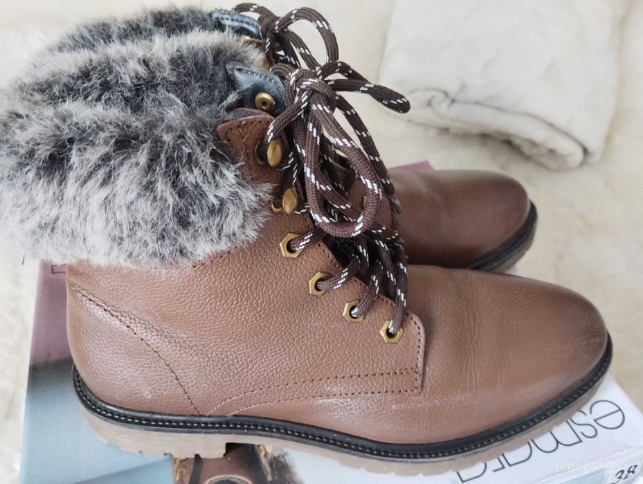 Buty skórzane, zimowe, damskie , r.38-sprzedam