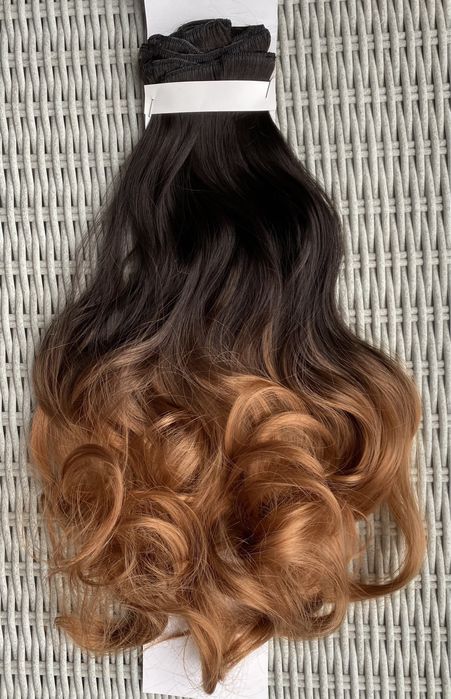 Premium Ultra Włosy doczepiane, naturalna czerń / rudy / ombre 325.