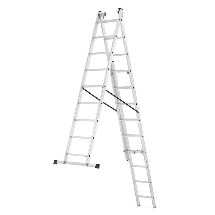 Drabina aluminiowa z opcją na schody 3x9 HIGHER 5,06m Hobby 150kg