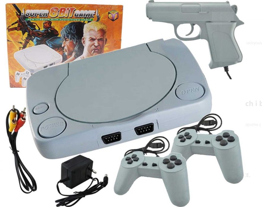 GRA TELEWIZYJNA KONSOLA retro klasyczne gry 8 BIT 2 pady pistolet tv