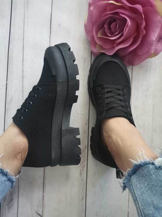 Extra OKSFORDY buty półbuty trampki czarne r. 36