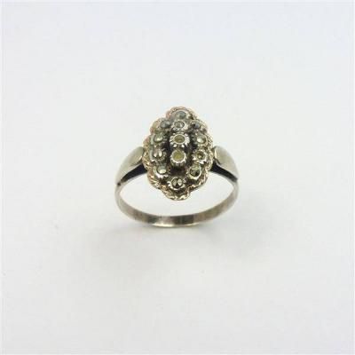 Anel ouro e prata cravejado