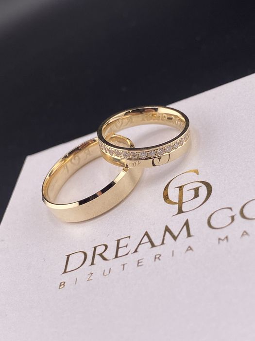 Złote obraczki, próba 585, 630zł/g, klasyczne, z diamentami, każdy wzór