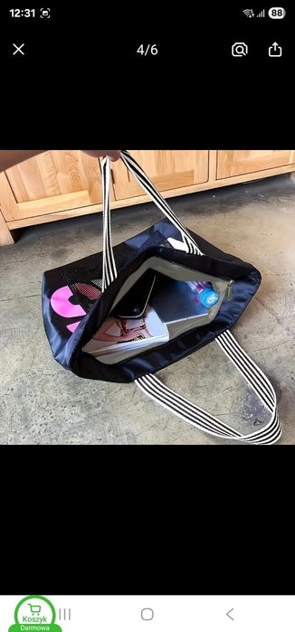 Hit duża torba sport damska nylon shopper siłownia shopping big