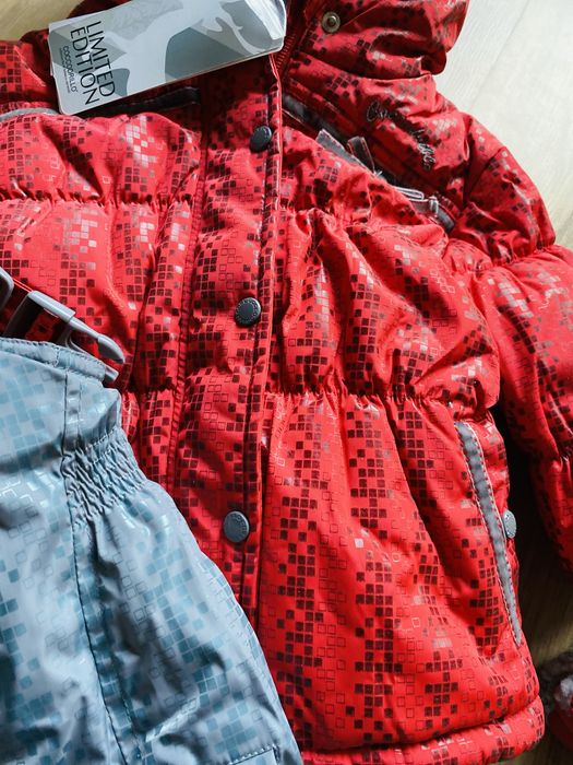 80 NOWY Coccodrillo Kombinezon zimowy 3 cz. Kurtka Spodnie rękawiczki