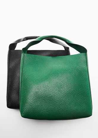 MANGO Torba torebka shopper czarna ze sztucznej skóry duża HIT pojemna