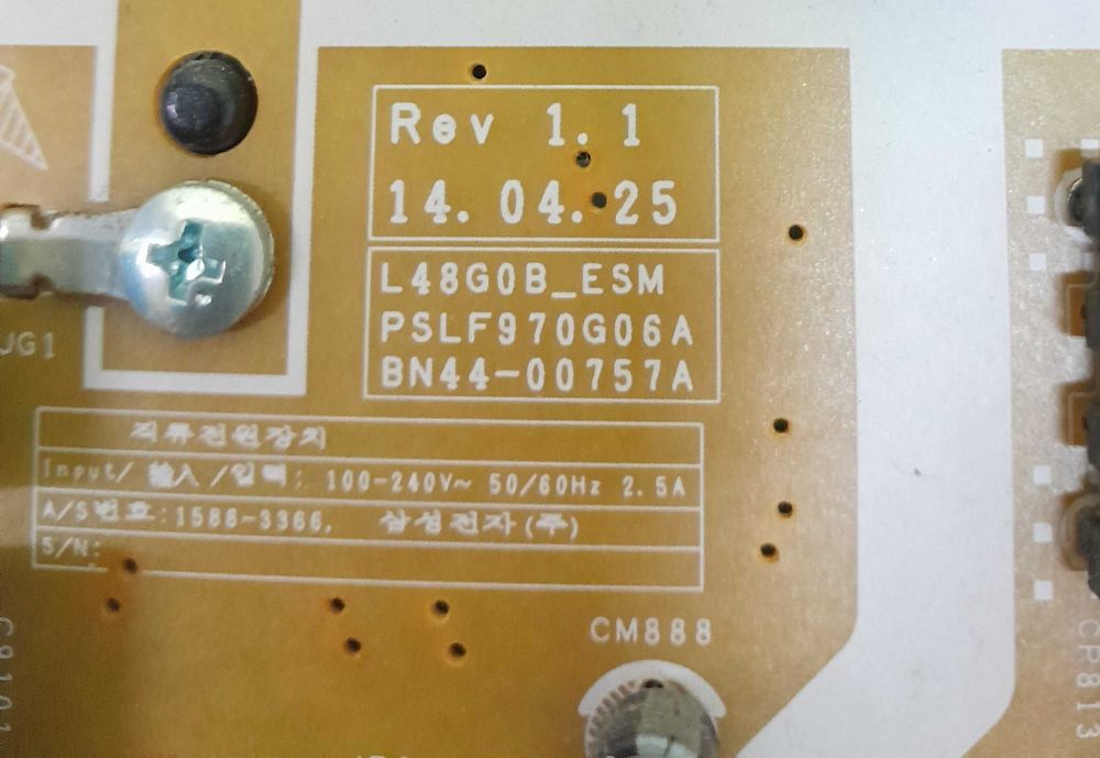 Televisão Samsung UE48H4200AW vendo fonte de alimentação