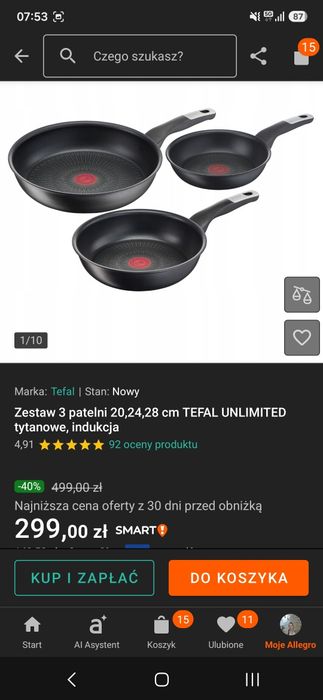 Patelnie nowe 3 sztuki.