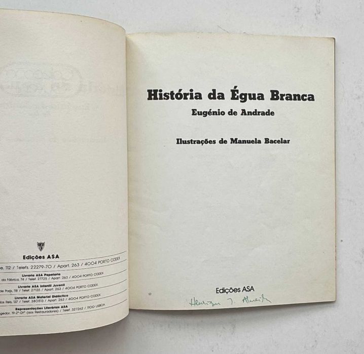 Eugénio de Andrade, História da Égua Branca. 2ª Edição revista, 1984