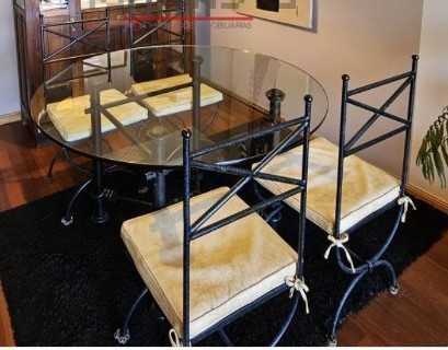 Conjunto Mesa Jantar com 4 Cadeiras em Ferro Fundido