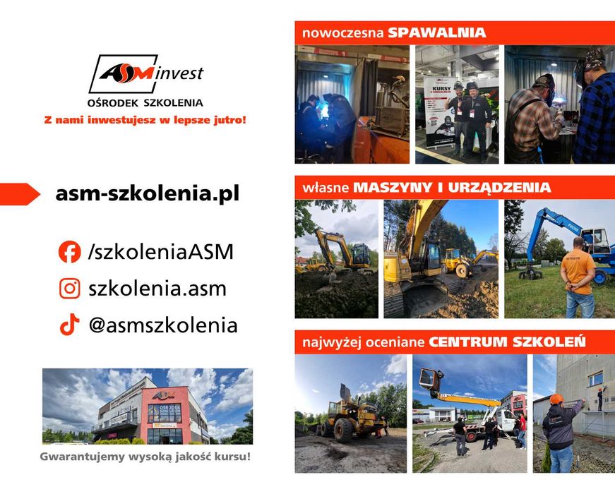 Kursy maszyn budowlanych: palownica, równiarka, walec, pompa do betonu