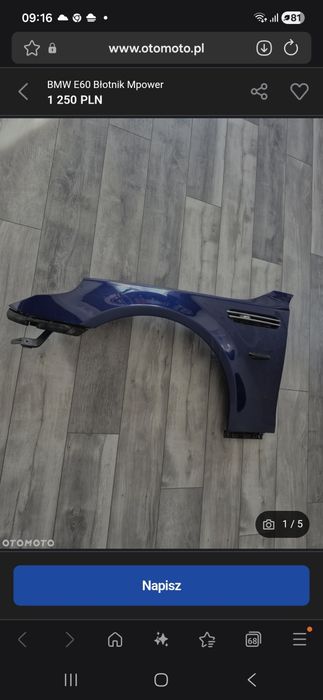 BMW E60 M5 błotnik komplet.