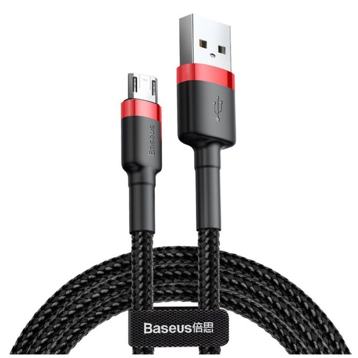 Kabel Nylonowy Baseus Cafule Micro-USB 2A czarny/czerwony 2m
