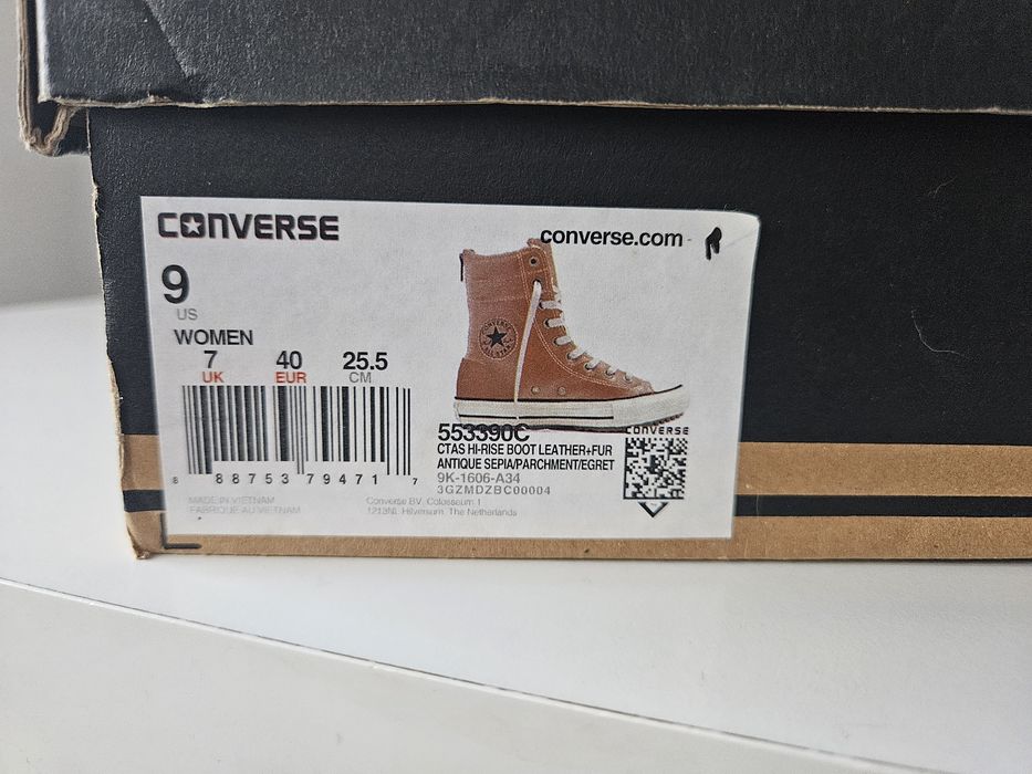 Converse trampki wysokie ocieplane- skóra naturalna
