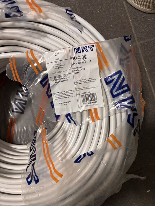 NKT przewód kabel okrągły YDY 3x2,5 750V 100m