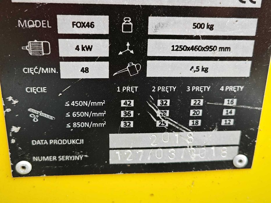 Gilotyna Nożyce mechaniczne elektryczne FOX 46 do cięcia drutu prętów stali do Ø 46mm żelbety szalunki