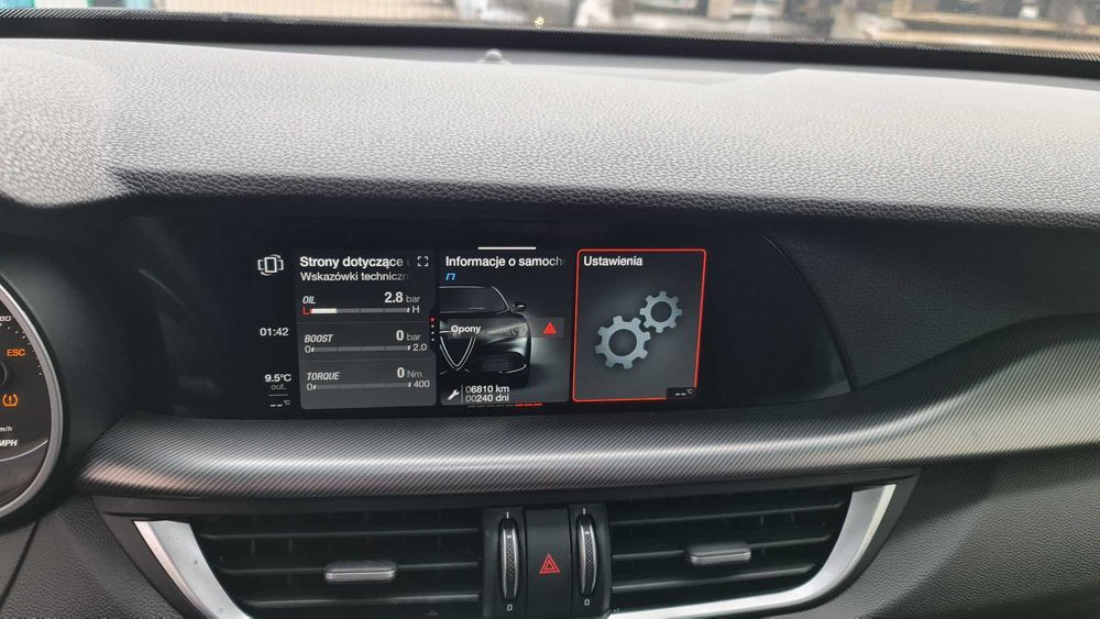 Polskie Menu Alfa Romeo Giulia Stelvio USA na Europę. Lampy kodowanie