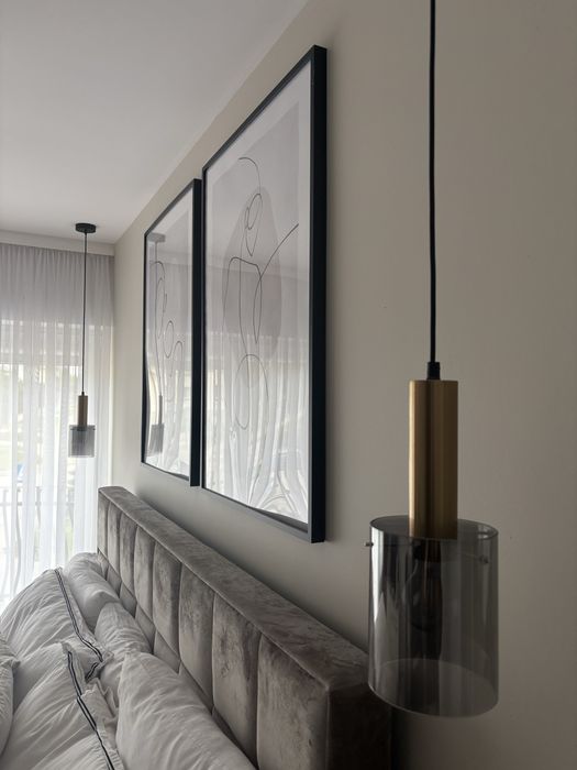 Lampa 2 szt szare szklo