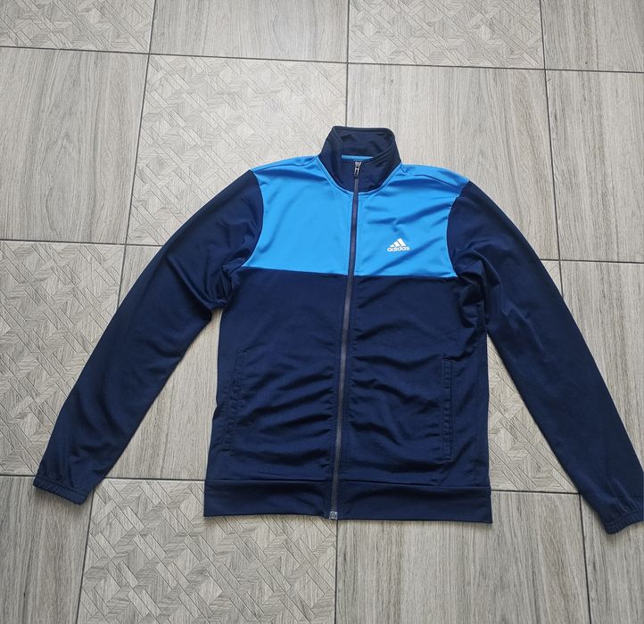 Чоловіча олімпійка, кофта adidas синя спортивна на блискавці