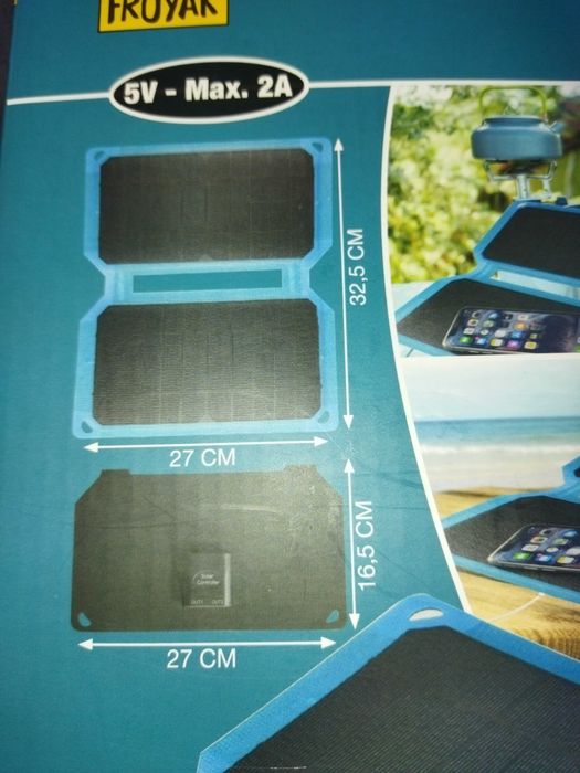 Портативна сонячна панель зарядний пристрій  5V-Max.2A