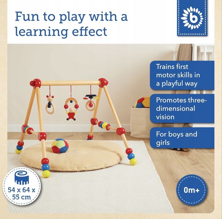 Łuk do zabawy dla niemowląt Bieco drewniany