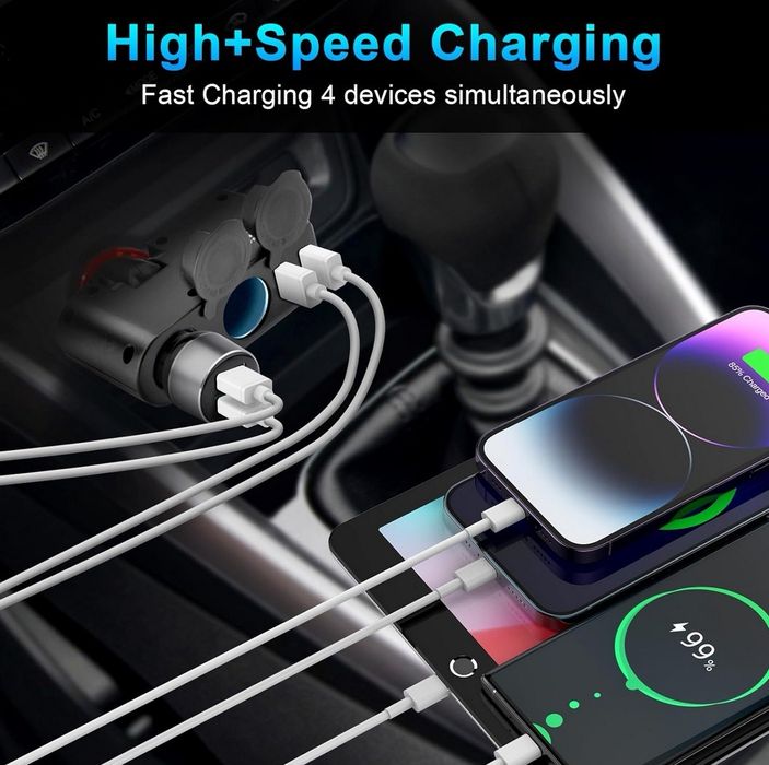 Ładowarka samochodowa USB Splitter, Eletrand 12 V/24 V