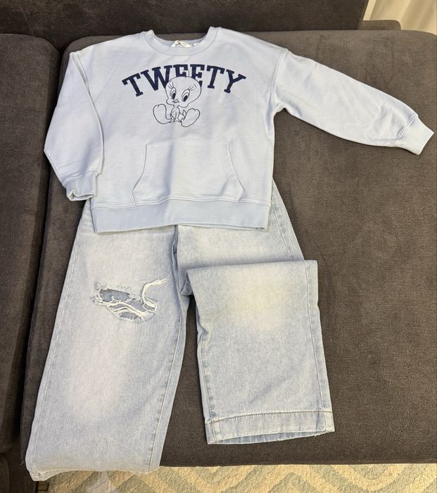 Костюм: Штани джинси Reserved + світшот Mango, 140 см, б/в