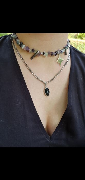 Choker z kamieni naturalnych Ivy Skydance kwarc fluoryt ametyst