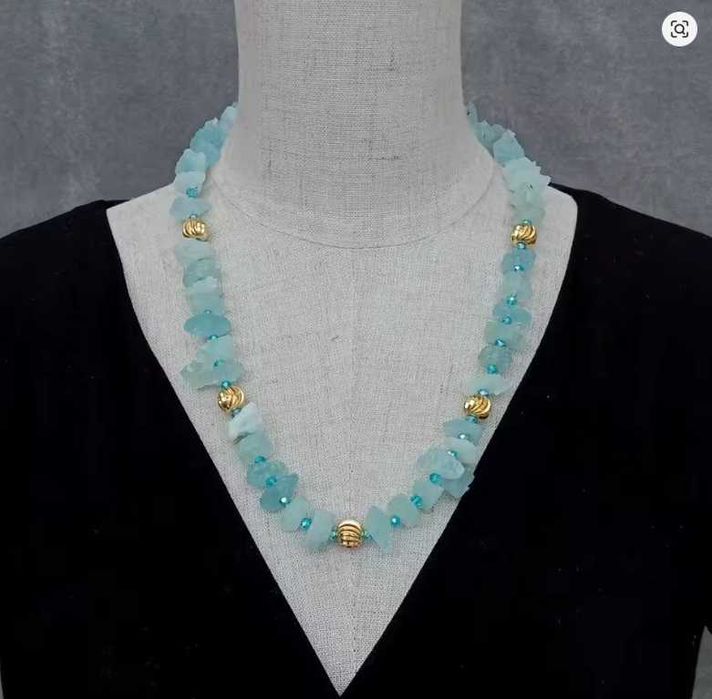 Bardzo ładne korale z naturalnego akwamarynu