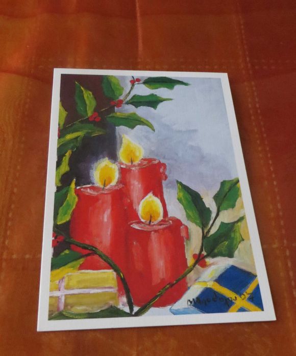 Coleção 5 Postais pintados com a Boca - Novos - Medida: 18X13 cm