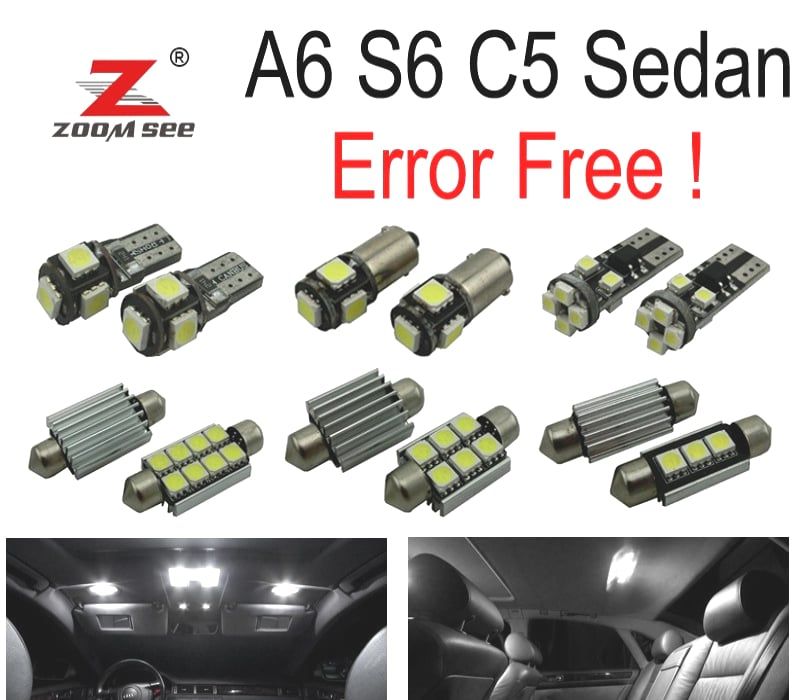 KIT COMPLETO DE 24 LÂMPADAS LED INTERIOR AUDI A6 S6 C5 SEDAN 1998-2004