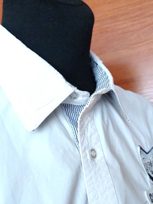 DUŻA (3XL) biała haftowana męska koszula Camp David
