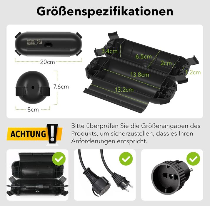 BN-LINK Wodoodporna skrzynka na wtyczke przedłużacza, IP44