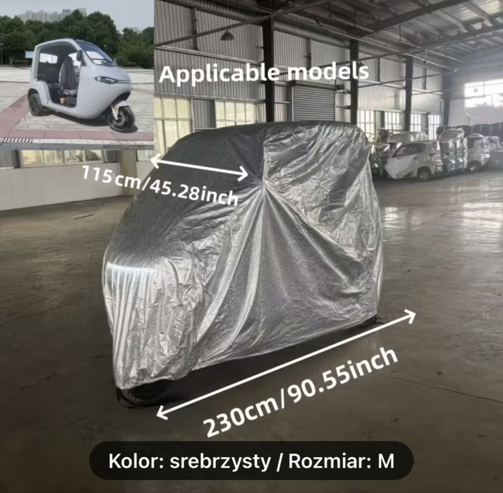 Pokrowiec folia zadaszenie przykrycie garaz micro car skuter elektrycz