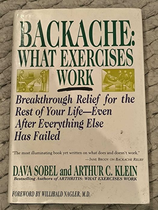 Livro "Backache: What Exercises Work" de Dava Sobel e Arthur C. Klein