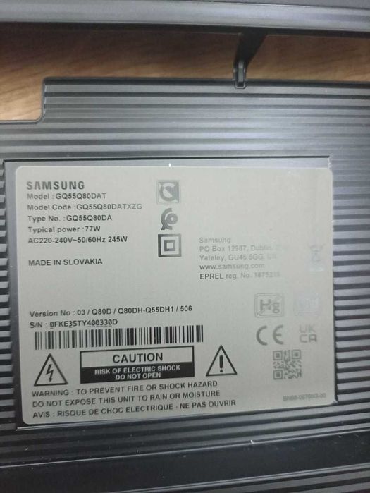 Телевізор Samsung GQ55Q80DA запчастини