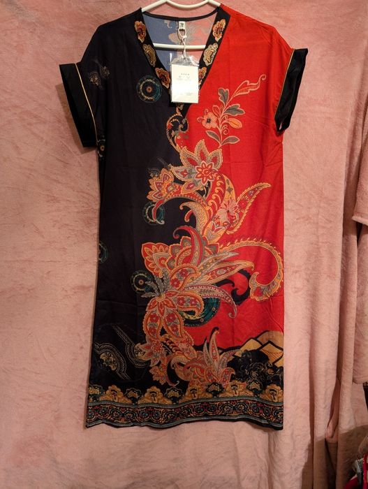 Сукня ШОВК чорна з червоним у китайському стилі