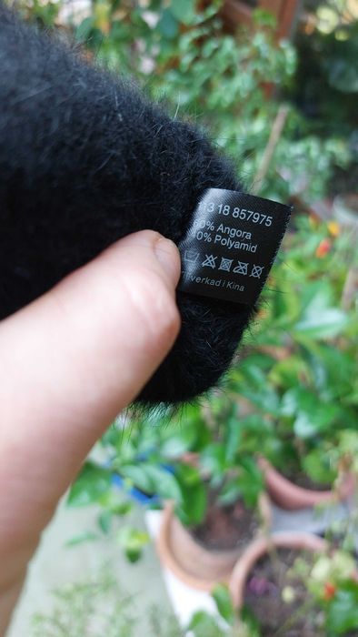 czarna czapka Åhléns alpaka wełniana ciepła beanie gothic rock premium