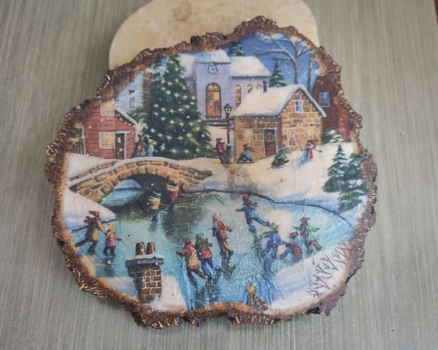 zimowy obraz decoupage