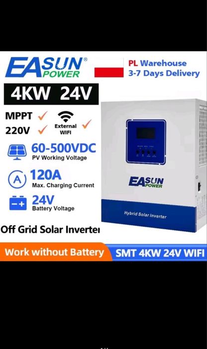 Гібридний інвертор EASUN POWER 4 кВт 24в,Wi-Fi, чиста синусоїда