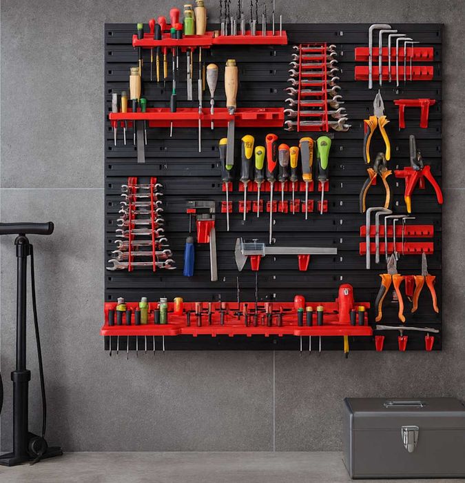 Mocna XXL Tablica Narzędziowa Ścianka Warsztatowa+Gratis Uchwyty Półki