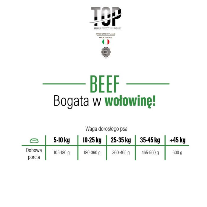 Karma Sucha dla Psa Premium TOP Wołowina M/L 20 kg
