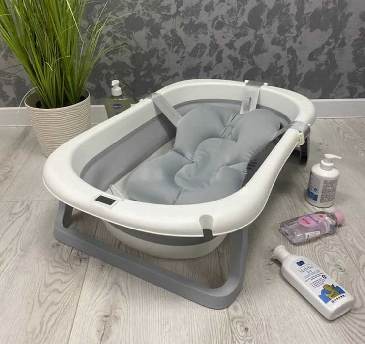 Ванночка дитяча складна з подушкою, ванна детская с термометром