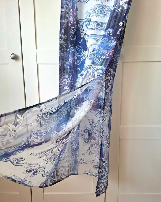 Nowa Długa Sukienka Narzutka Plażowa z Pięknym Wzorem Bandolera L/XL