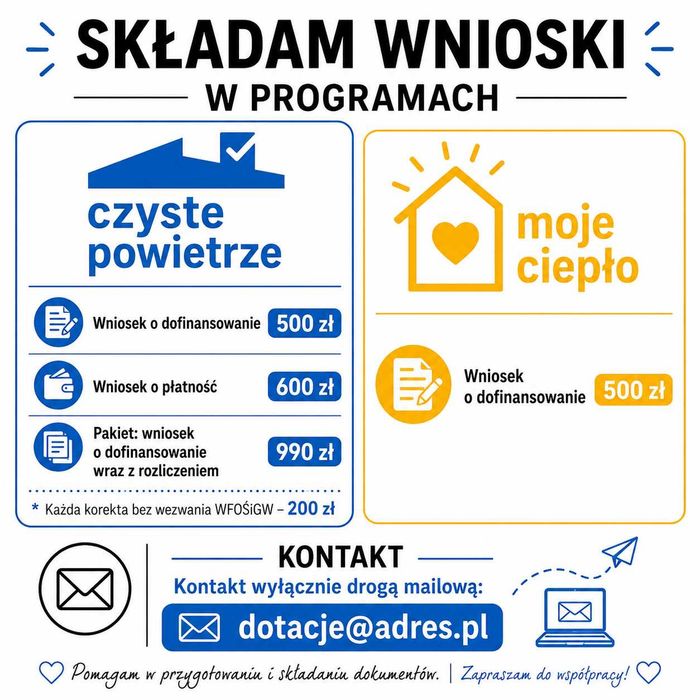 Wniosek dofinansowanie "Czyste Powietrze" | "Moje Ciepło"