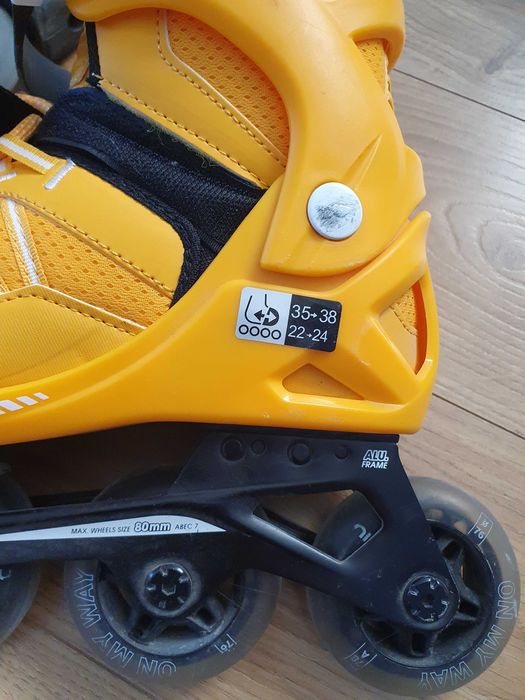 Rolki Oxelo r. 35-38 żółte, regulowane