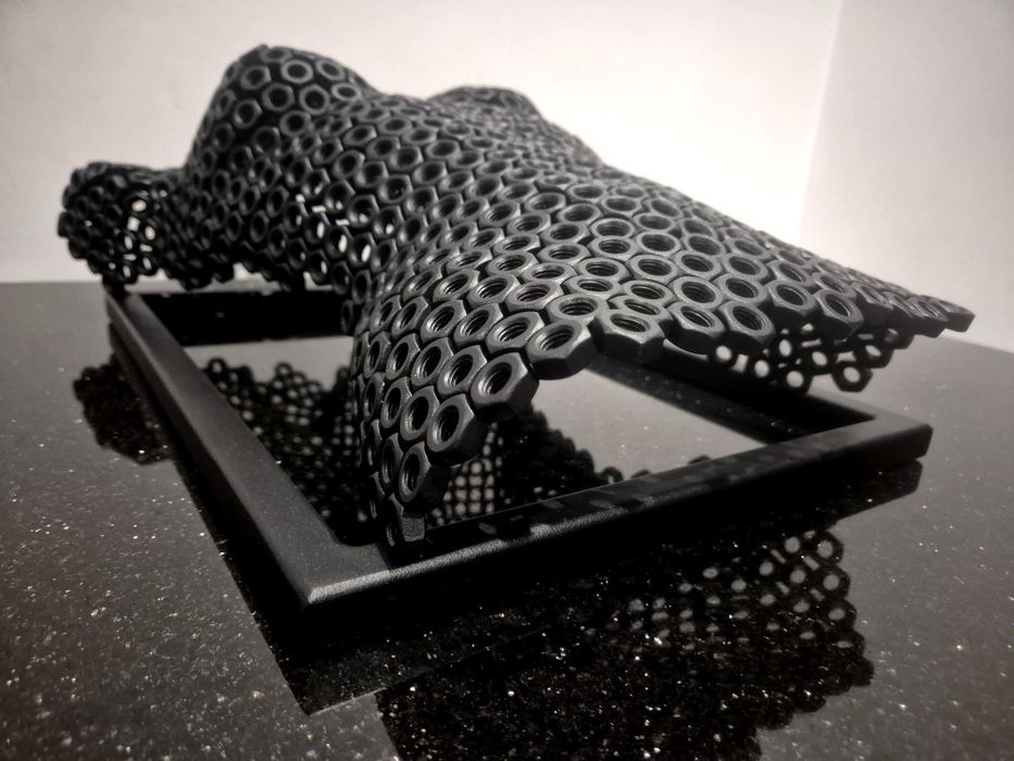 Obraz loft 3D rzeźba popiersie industrial spawana tors